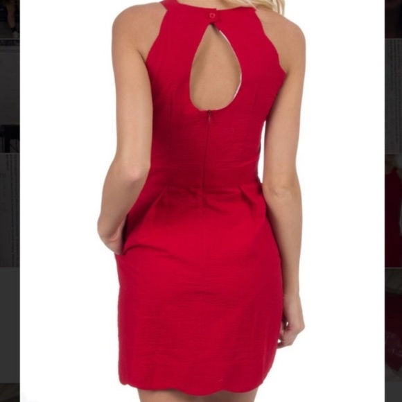 Lauren James Red Seersucker Dress - Size: XSmall - Picture 2 of 6